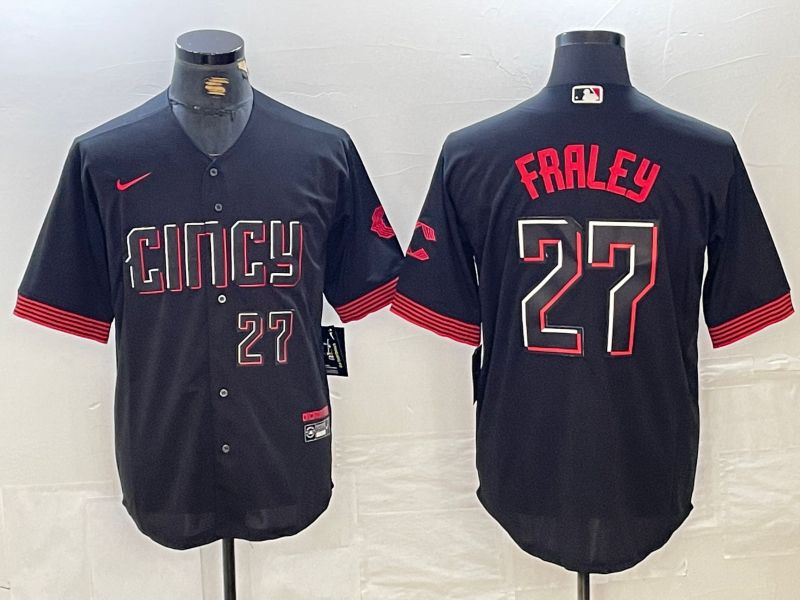 Men Cincinnati Reds #27 Fraley Black City Edition Nike 2024 MLB Jersey style 5->->MLB Jersey